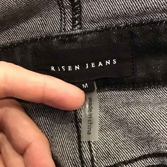 Risen Medium Women's Black Denim Shortalls Overalls Shorts Distressed RDS6059 - Picture 8 of 11